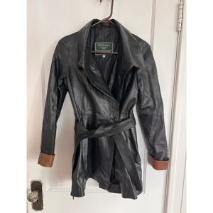 Womens Black Old Florence Leather Factory Coat Soft Made in Italy Mid 42 US 6